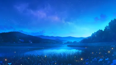 夜景湖泊 夜景 湖泊 星空 4K
