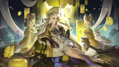 神秘花园中的学者 场景:花园 风格:插画 颜色:黄色 4K
