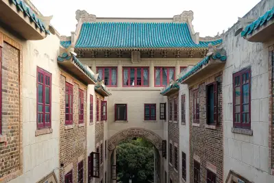 中西合璧的庭院建筑 建筑 庭院 中式屋顶 4K