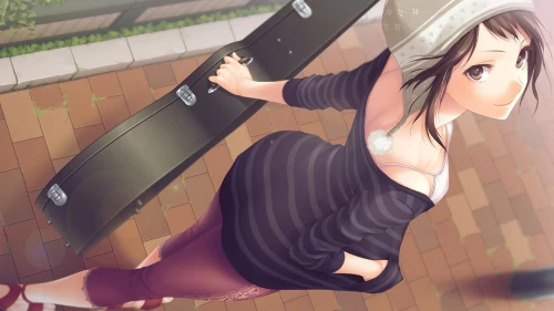街头音乐女孩 动漫风格 街头场景 音乐元素 1080P