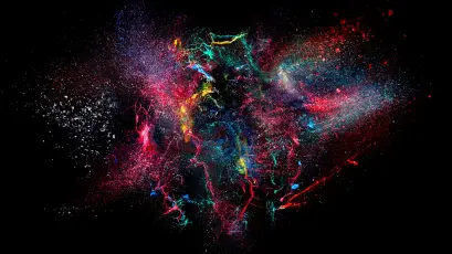 多彩粒子爆炸特效 粒子效果 抽象艺术 色彩斑斓 4K