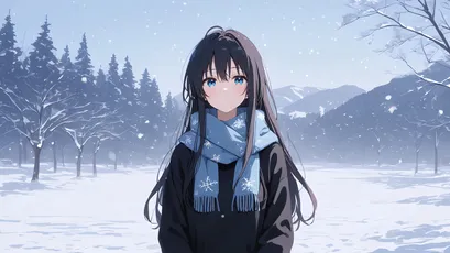冬日少女 冬季 少女 雪景 4K