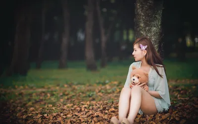 秋日森林女孩 秋天 森林 女孩 2K