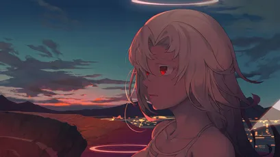 黄昏少女 动漫风格 黄昏 粉色头发 4K