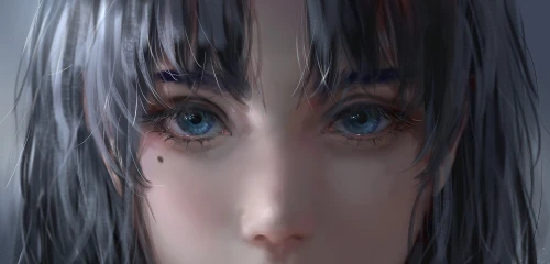 蓝眸少女 动漫 少女 蓝色眼睛 4K