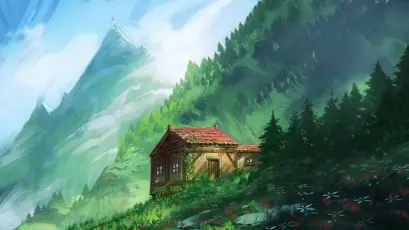 山间小屋 山景 小屋 自然 SD