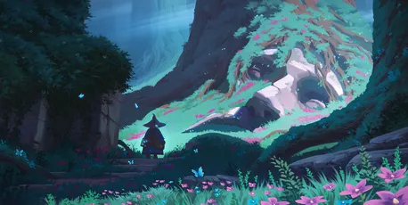 幽谷秘境 森林 奇幻 蓝绿色调 4K