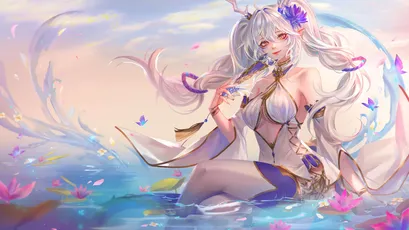 梦幻水境仙子 幻想场景 唯美风格 淡雅色彩 4K