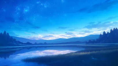 宁静湖畔星空 自然景观 夜景 湖泊 4K