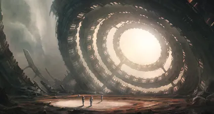 环形巨构奇景 科幻场景 未来建筑 暗色调 4K