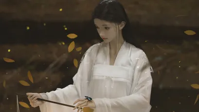 古风女子抚琴 古风 女子 白色服饰 4K