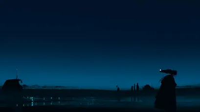 夜幕下的海滩 海滩 夜晚 剪影 4K