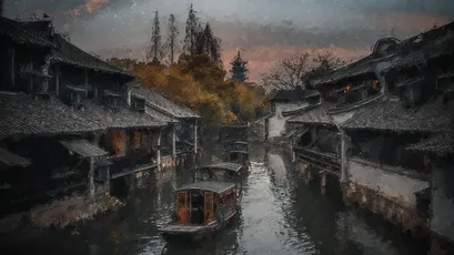 古色古香的江南水乡 江南水乡 黄昏 古建筑 4K