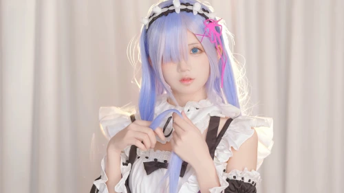 梦幻洛丽塔少女 室内场景 洛丽塔风格 蓝紫色调 4K