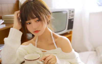 温柔午后咖啡时光 室内场景 温柔少女 白色系 1080P