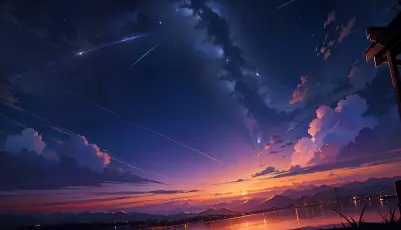 流星夜空 星空 流星雨 黄昏 1080P