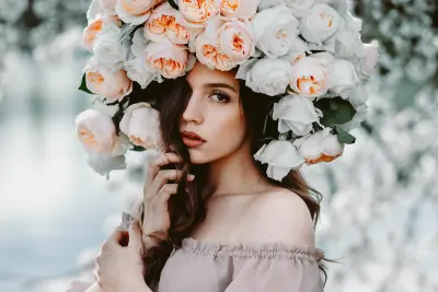 花冠少女 花卉 写真 柔美 8K