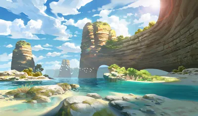 奇幻峡谷奇景 自然景观 奇幻风格 蓝天白云 4K