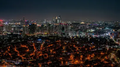 城市夜景全景 城市 夜景 灯光 4K