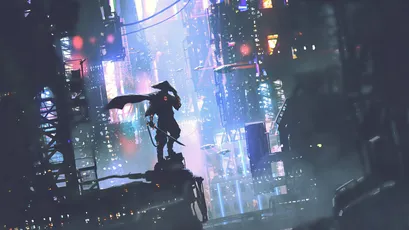 未来都市夜景 科幻 城市 夜晚 4K
