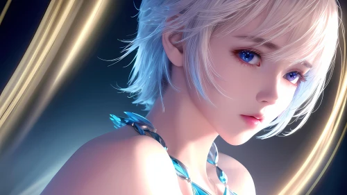 梦幻蓝发少女 幻想 蓝色头发 未来感 4K