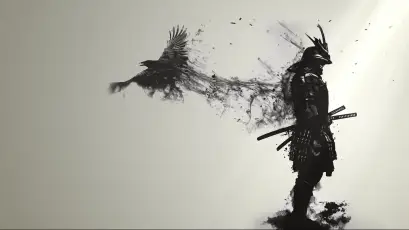 武士与乌鸦 武士 乌鸦 黑白 1080P