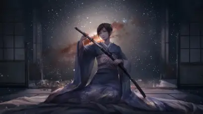 星夜武士 动漫风格 科幻 暗色调 4K