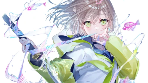 持试管的动漫少女 动漫插画 科学实验 清新色调 1080P