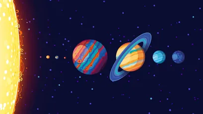 太阳系行星插画 宇宙 卡通 彩色 1080P