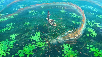 湖上奇幻之舞 自然景观 奇幻风格 绿色调 4K