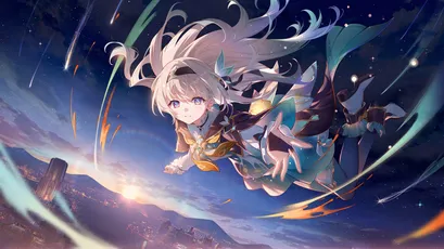 梦幻星空下的少女 星空 幻想 动漫风格 8K