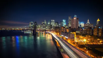 城市夜景 城市 夜晚 桥梁 4K
