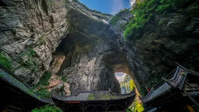 天门洞 天门洞 自然风光 古建筑 4K