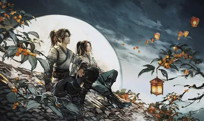 月下古风人物 古风 夜晚 月亮 8K