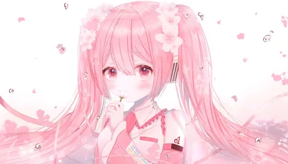 樱花少女 樱花 少女 粉色 4K