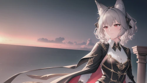 银发兽耳少女 动漫 插画 兽耳娘 4K
