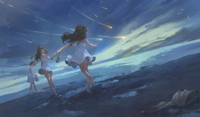 星夜追逐梦 幻想 星空 奔跑 2K