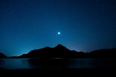 星空下的山湖 夜景 星空 山脉 4K