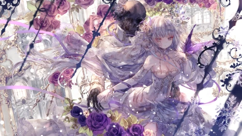 紫玫瑰下的幽灵少女 幻想场景 哥特风格 紫色调 1080P