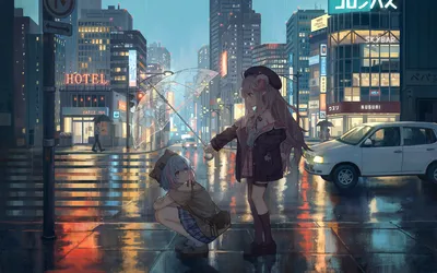 雨夜街头 雨夜 街头 动漫风格 2K