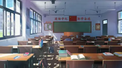 国旗下起勤学奋进 场景 教室 阳光 1080P