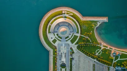 鸟瞰湖畔建筑 鸟瞰 湖畔 建筑 4K