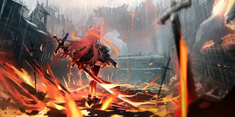 烈焰战士 战斗场景 幻想风格 红色调 4K