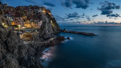 海边小镇夜景 海边 夜景 小镇 4K