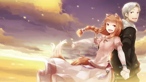 黄昏下的温馨时刻 动漫插画 情侣 夕阳 2K