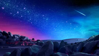 星空下的岩石 星空 岩石 梦幻风格 4K