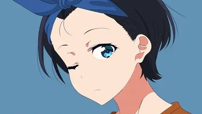 动漫女孩 动漫 蓝色背景 短发 8K