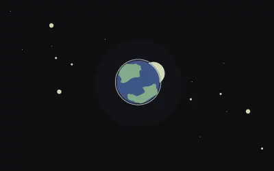 卡通地球与星空 宇宙 地球 卡通 2K