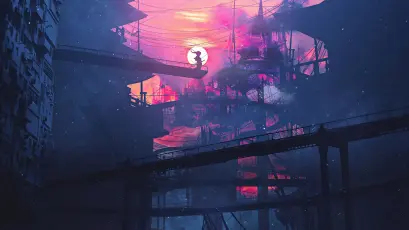 末日废墟黄昏 科幻 废墟 黄昏 1080P