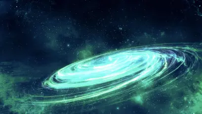 旋转的青色星系 宇宙 科幻 数字艺术 4K